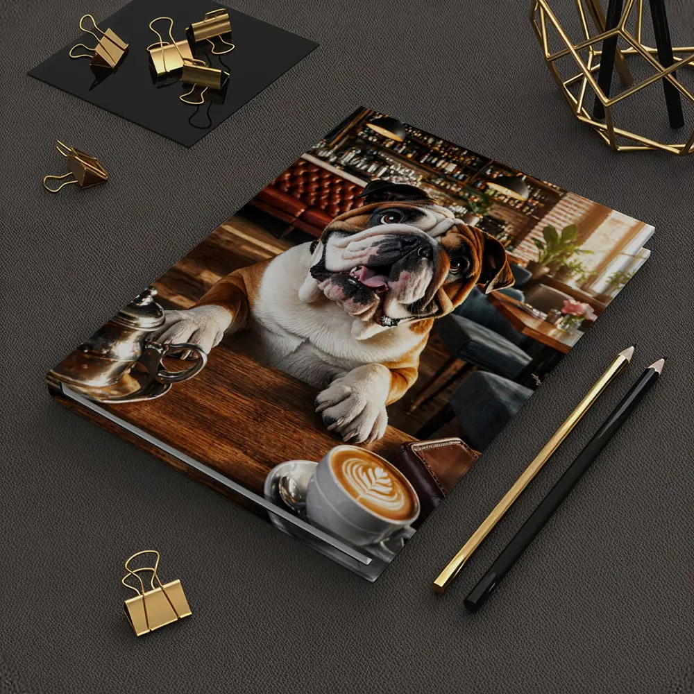 English Bulldog Sitting In Coffee Shop – Notebooks
