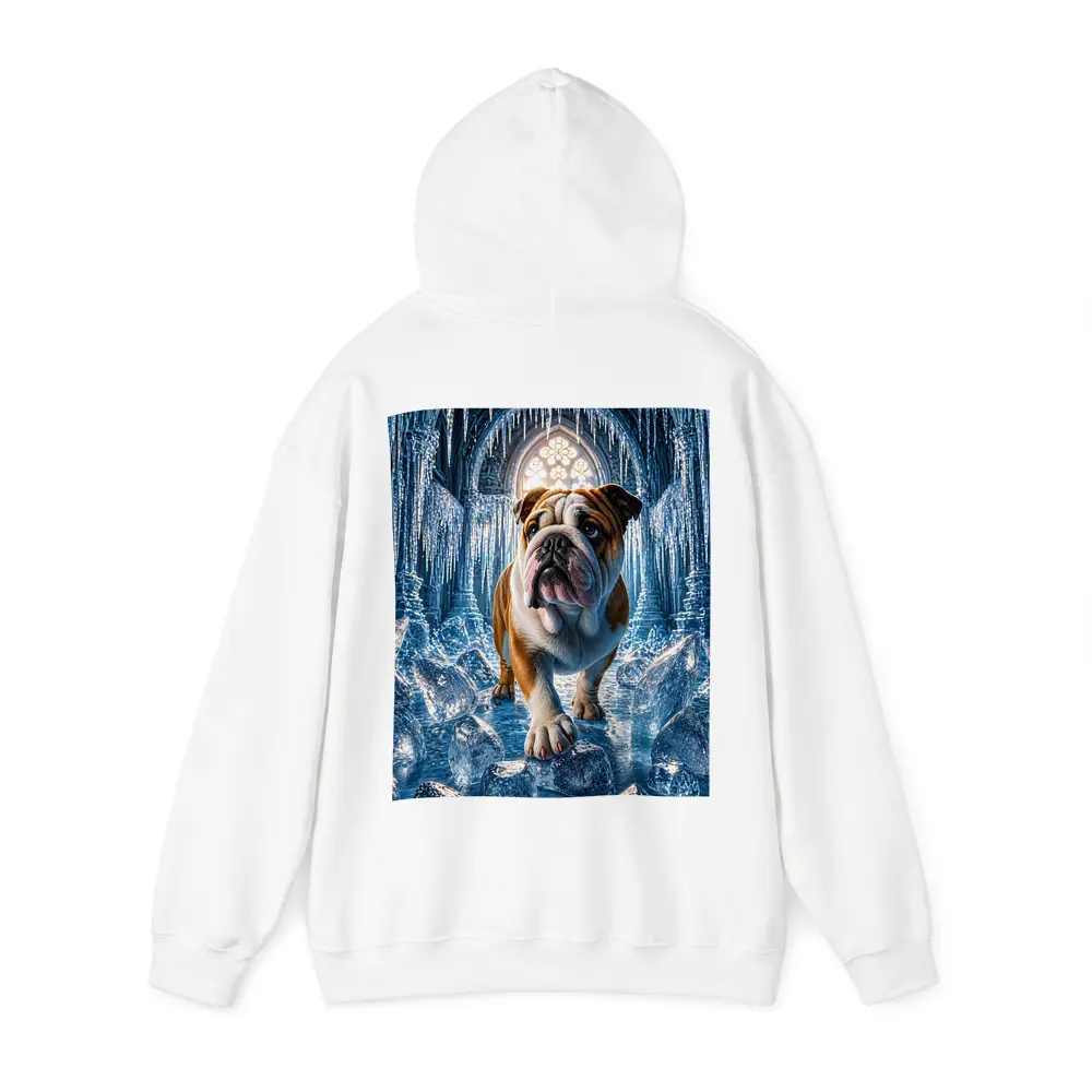 English Bulldog Standing In Icy Cathedral – Hoodies