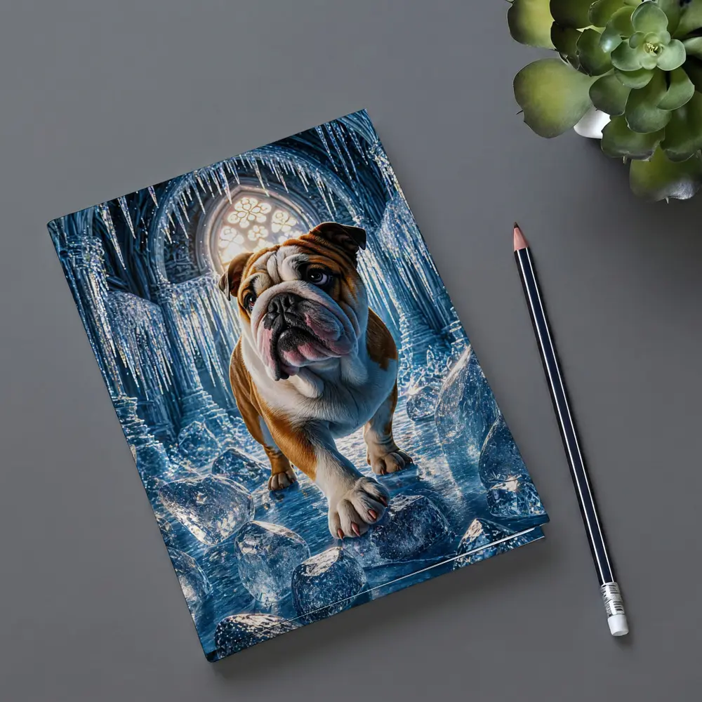 English Bulldog Standing In Icy Cathedral – Notebooks