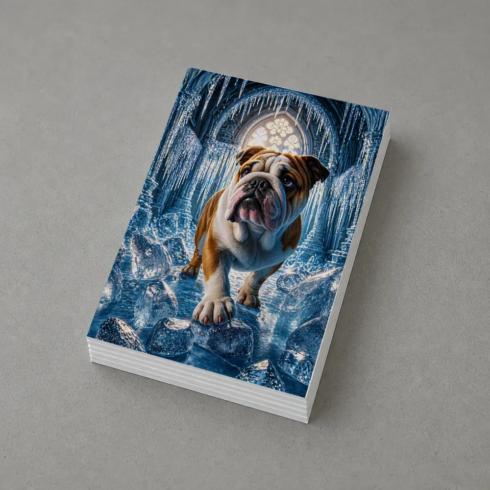 English Bulldog Standing In Icy Cathedral – Postcards