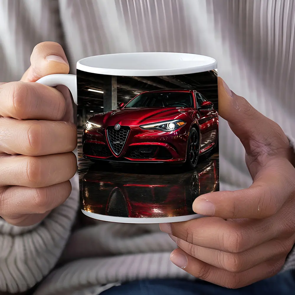 Alfa Romeo Giulia Red Wet Parking Garage – Mugs