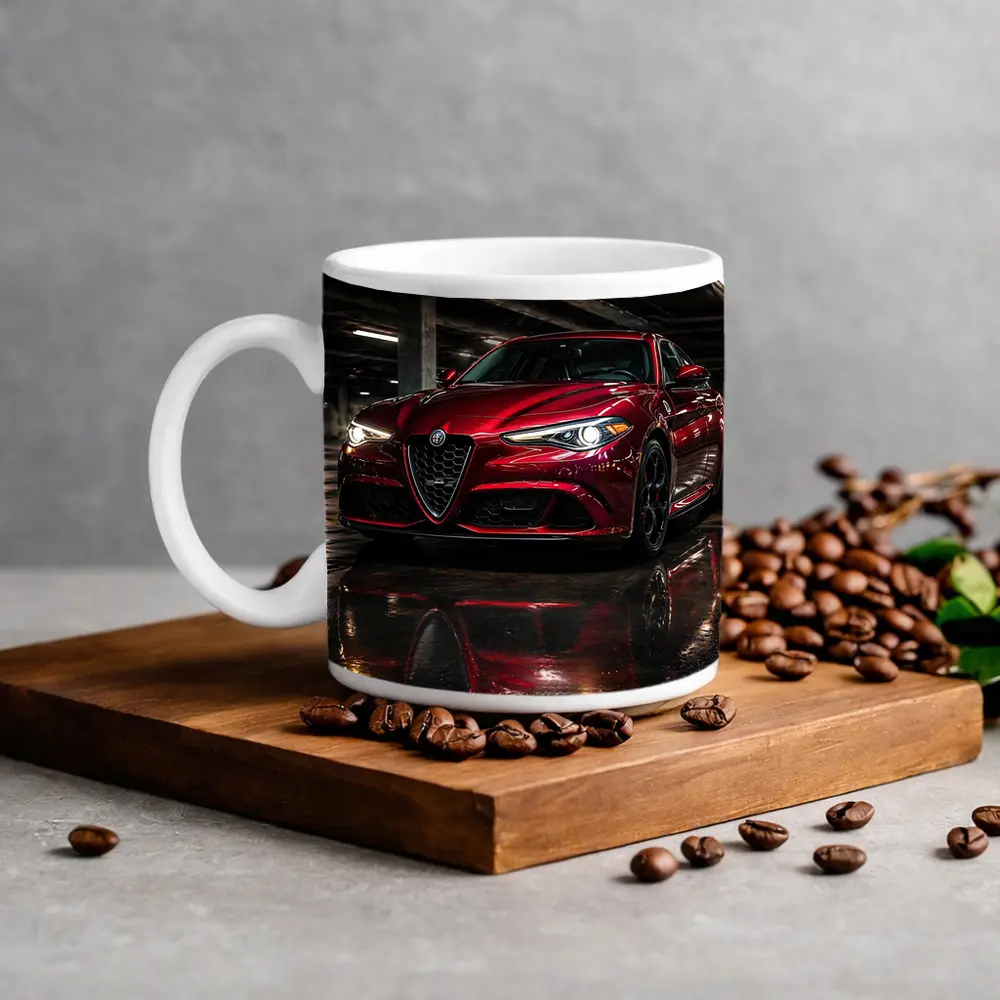 Alfa Romeo Giulia Red Wet Parking Garage – Mugs