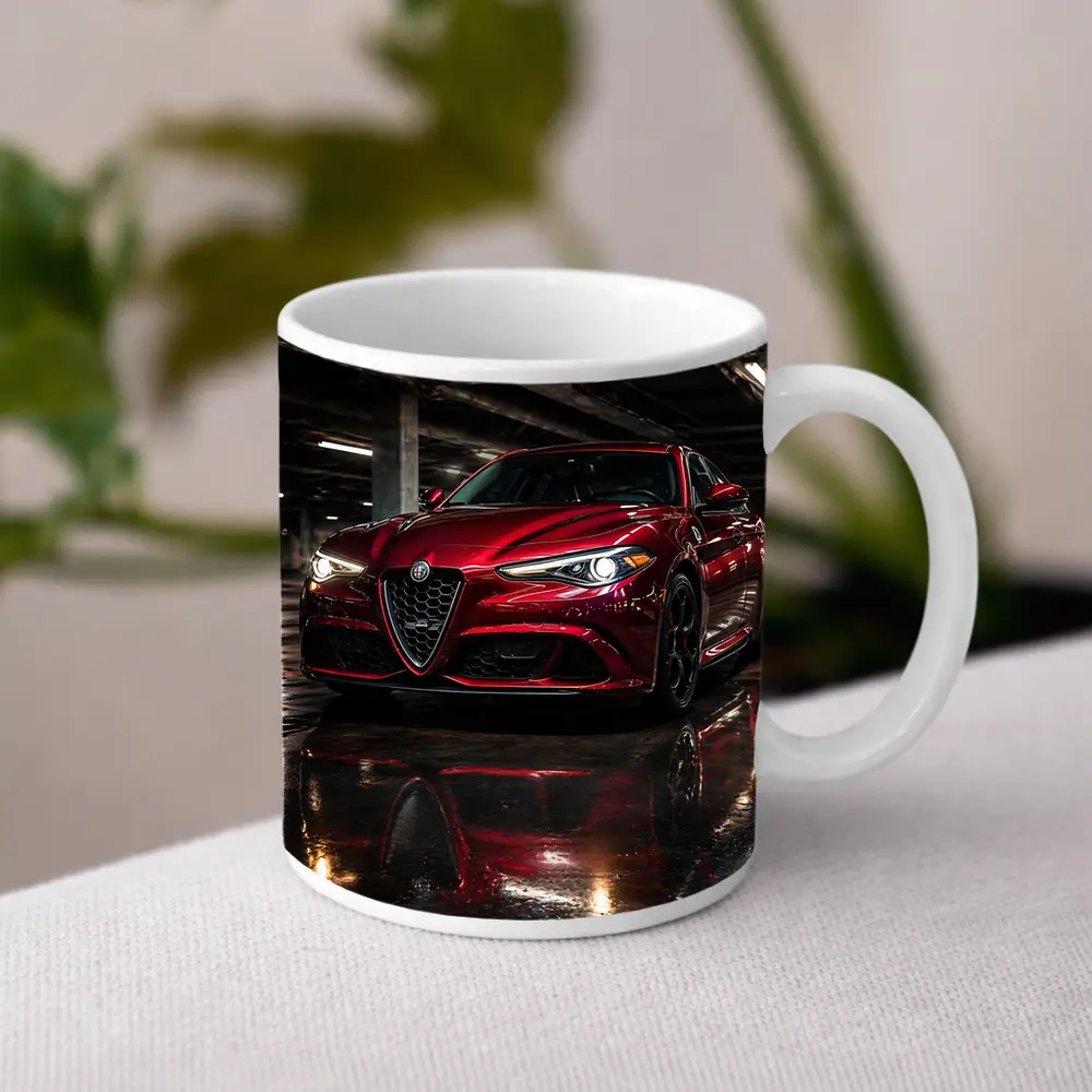 Alfa Romeo Giulia Red Wet Parking Garage – Mugs