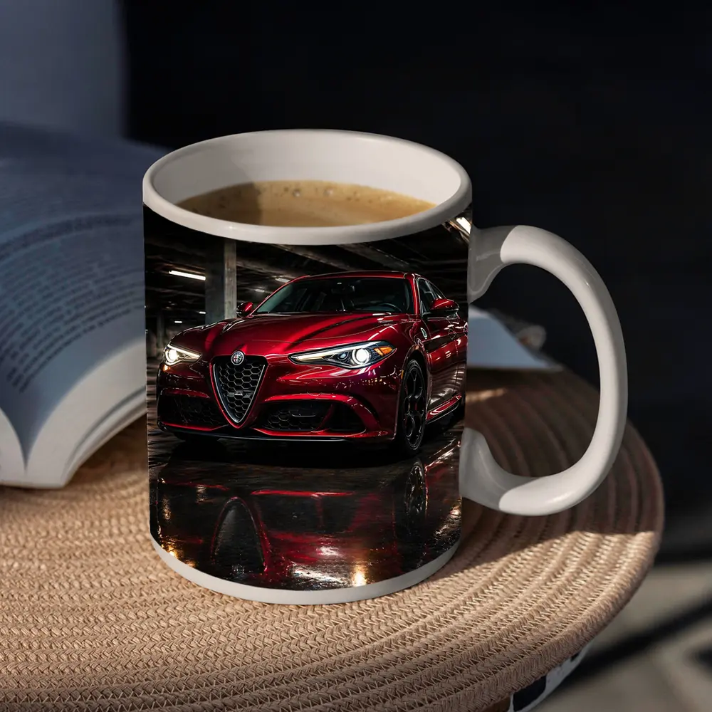 Alfa Romeo Giulia Red Wet Parking Garage – Mugs