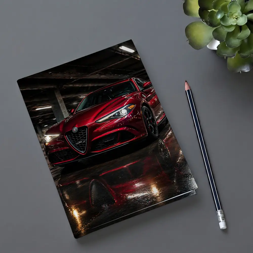 Alfa Romeo Giulia Red Wet Parking Garage – Notebooks