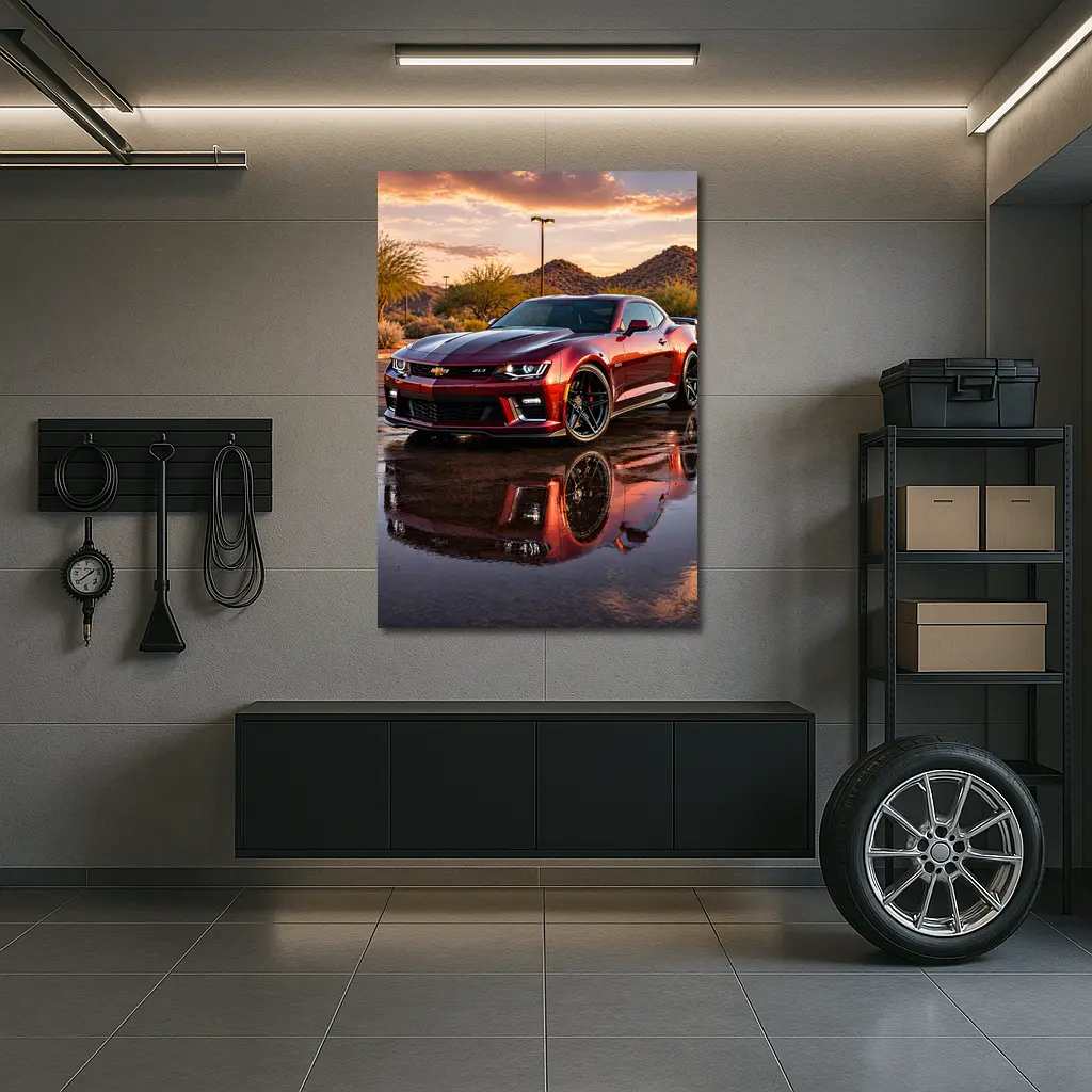 Chevrolet Camaro ZL1 Desert Sunset Reflection – Wall Art