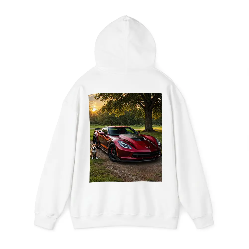 Chevrolet Corvette Red Car Dog Sunset – Hoodies