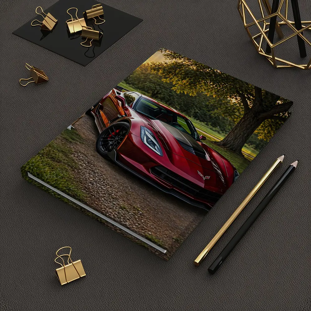 Chevrolet Corvette Red Car Dog Sunset – Notebooks