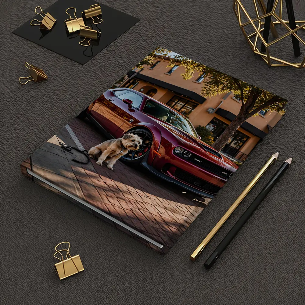 Dodge Challenger SRT Hellcat Red With Dog – Notebooks