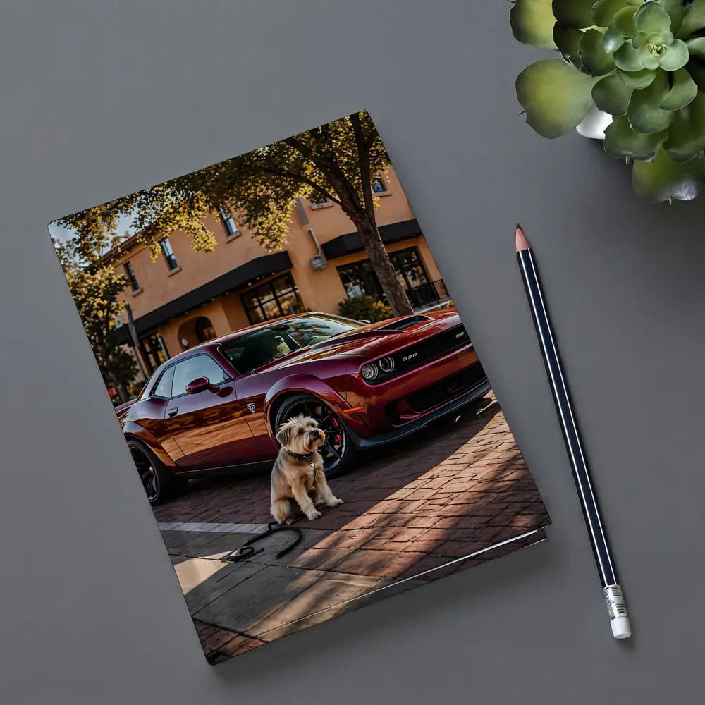 Dodge Challenger SRT Hellcat Red With Dog – Notebooks