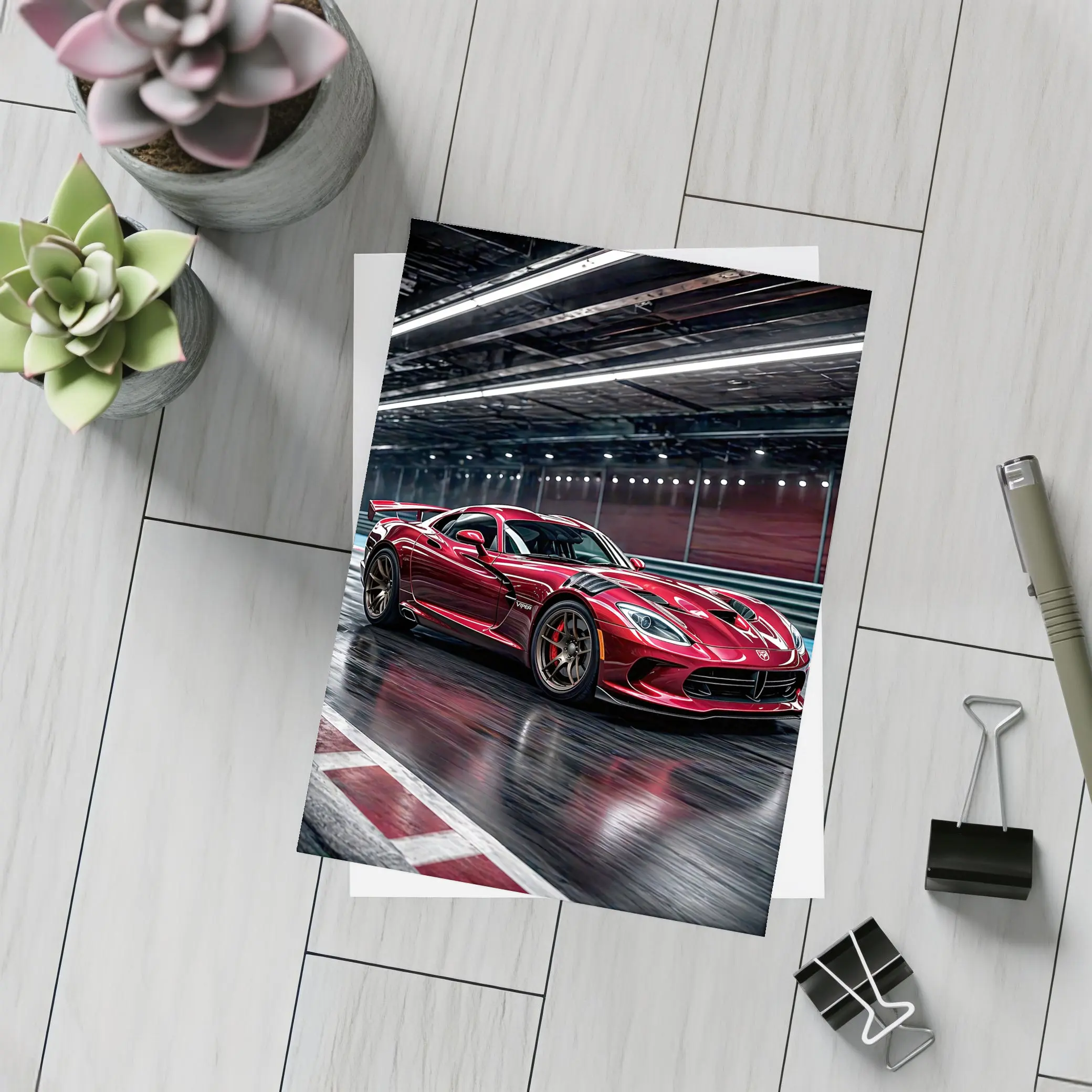 Dodge Viper Red Sports Car Racing Track – Postcards