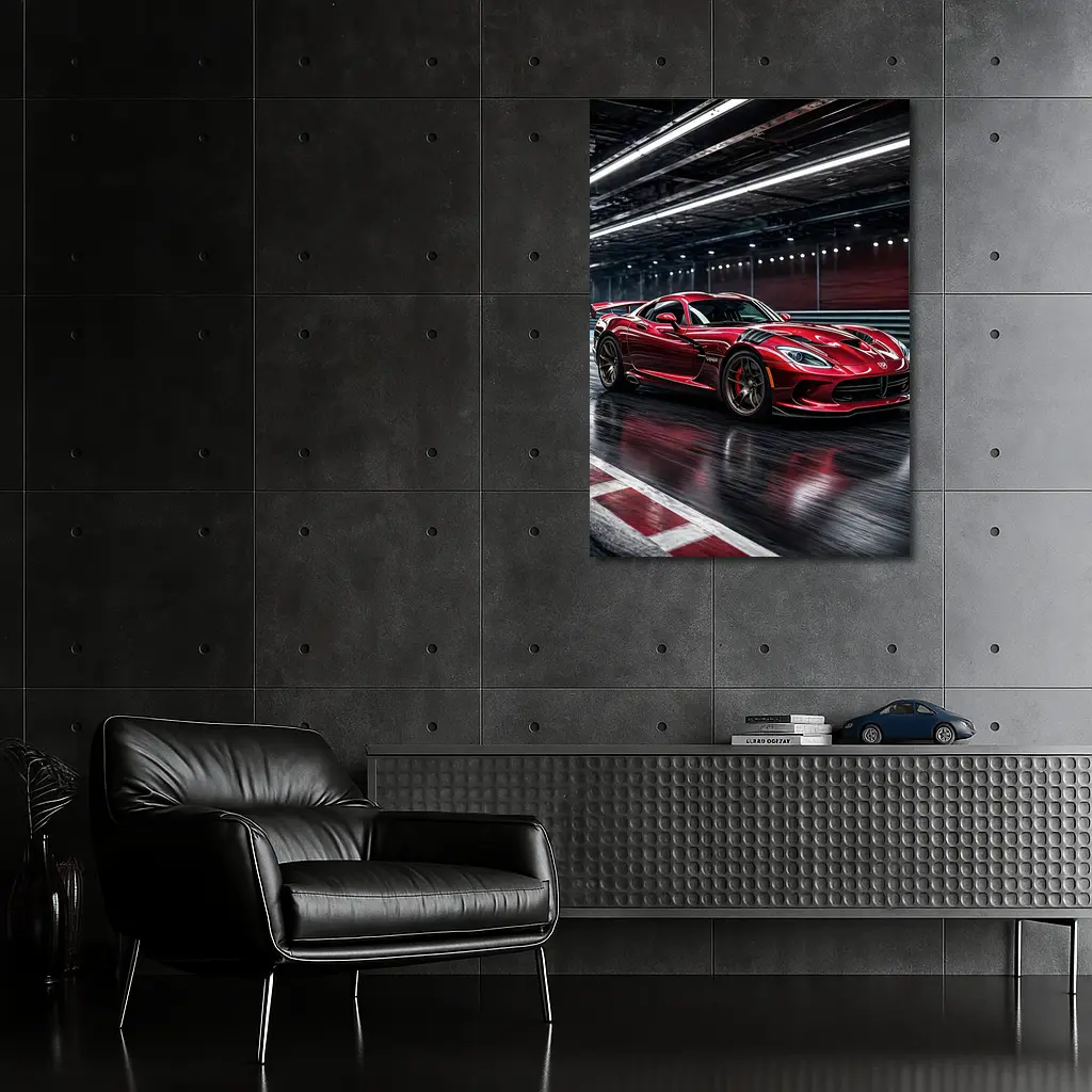 Dodge Viper Red Sports Car Racing Track – Wall Art