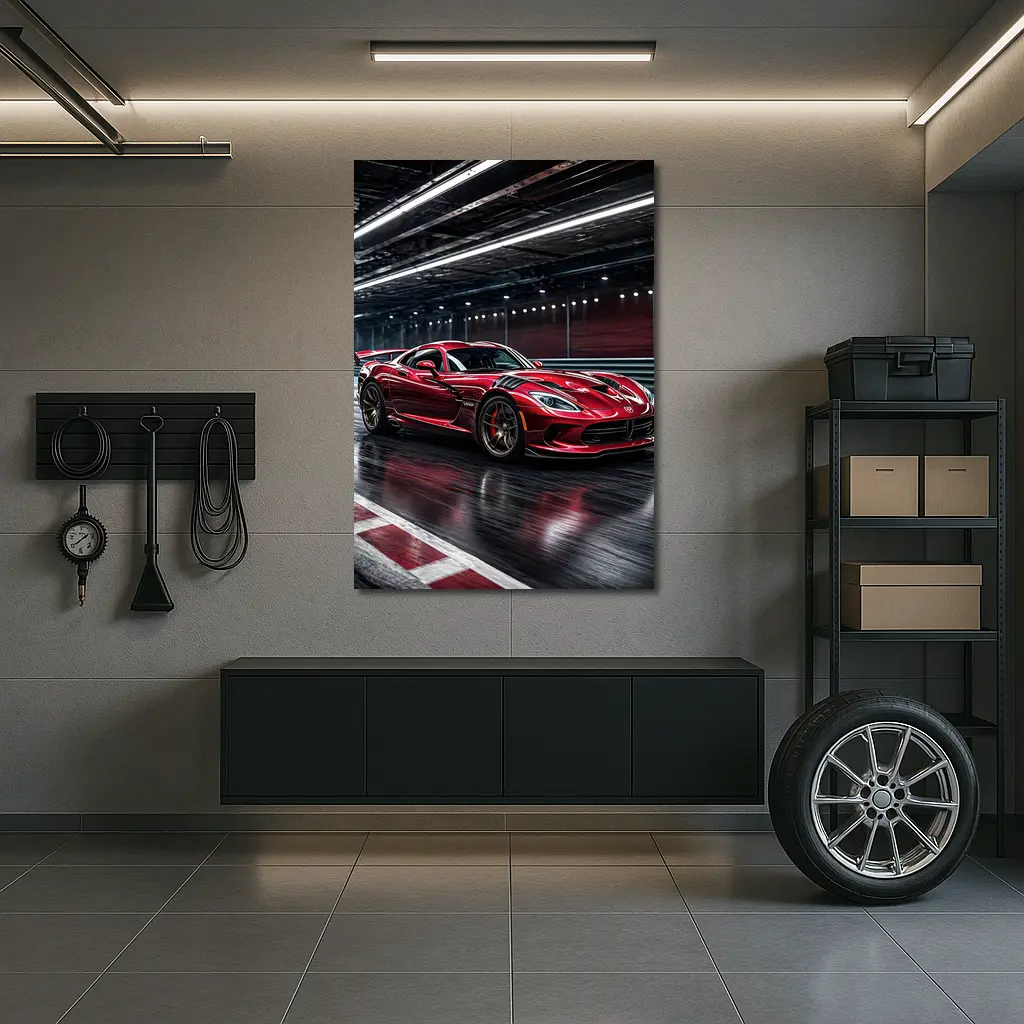 Dodge Viper Red Sports Car Racing Track – Wall Art
