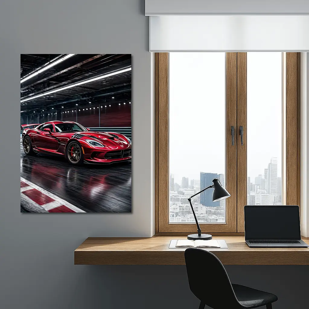 Dodge Viper Red Sports Car Racing Track – Wall Art