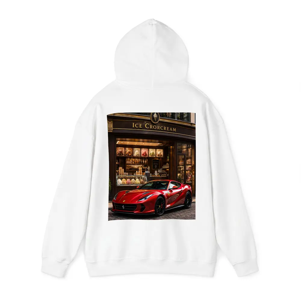 Ferrari 812 Superfast Parked Outside Ice Cream Shop – Hoodies