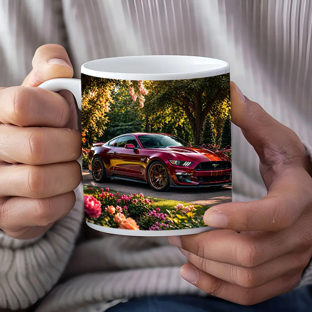 Ford Mustang GT500 Garden Flowers Sunset – Mugs