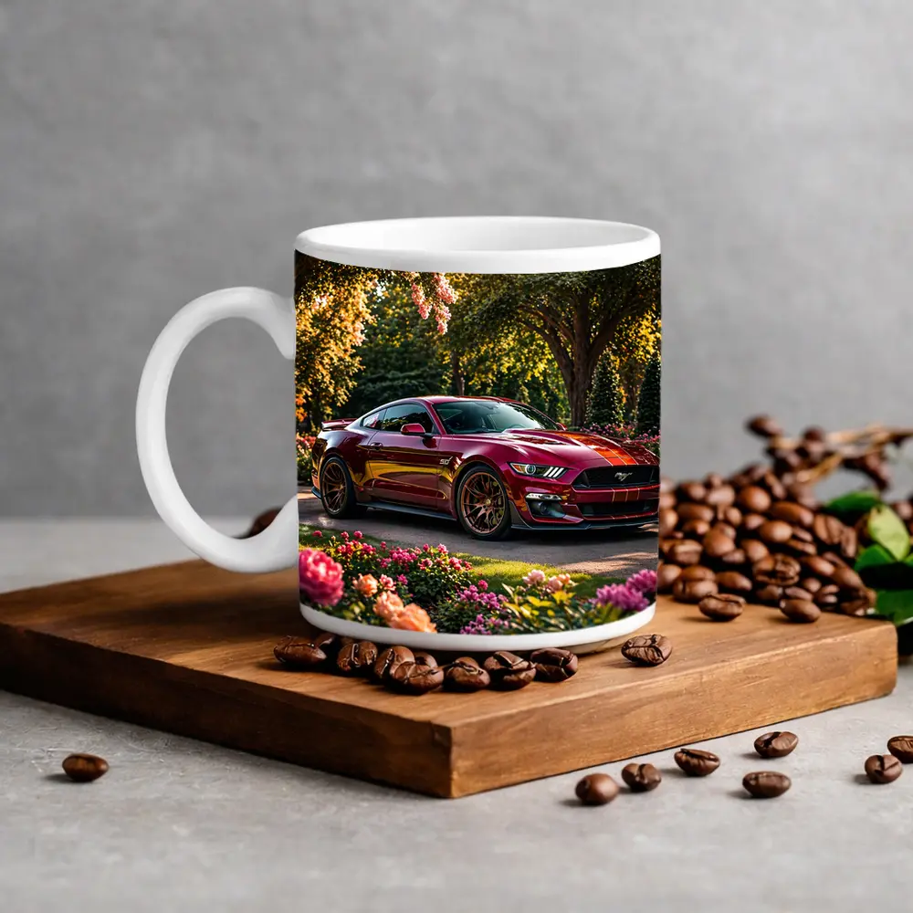 Ford Mustang GT500 Garden Flowers Sunset – Mugs