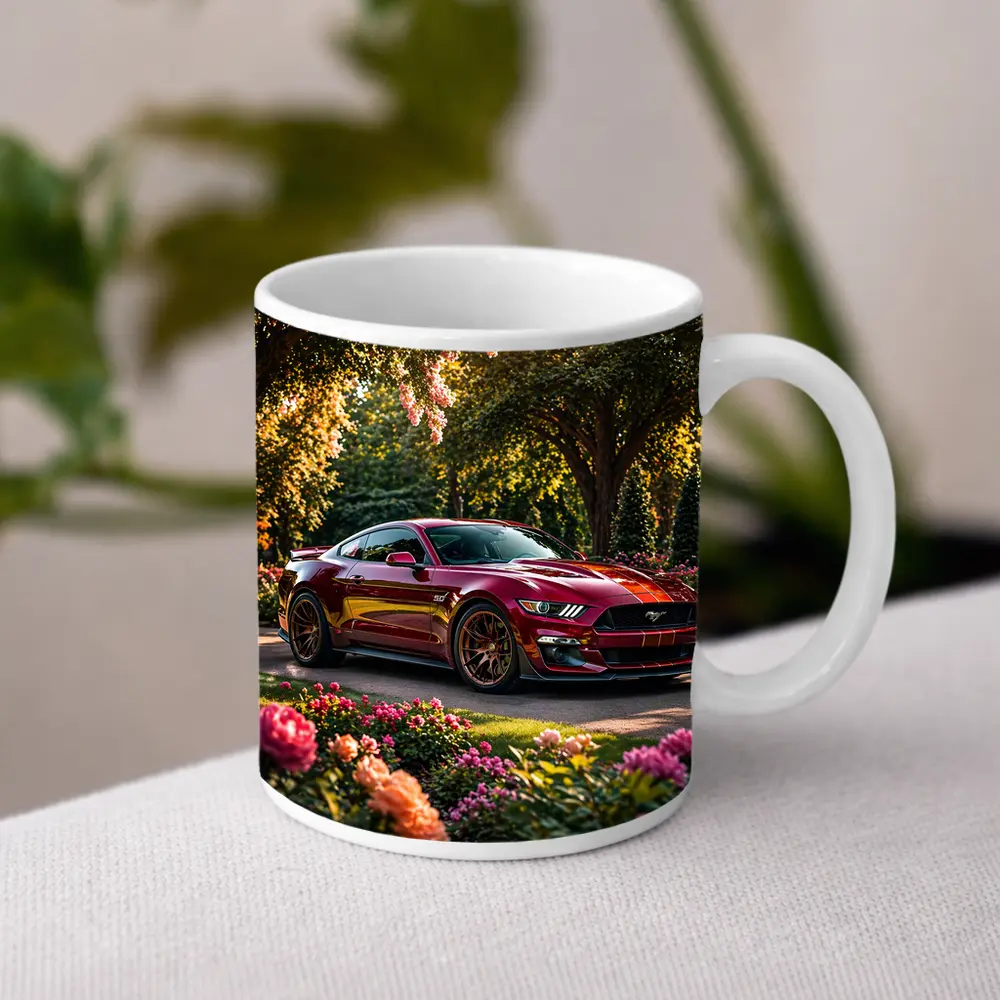 Ford Mustang GT500 Garden Flowers Sunset – Mugs