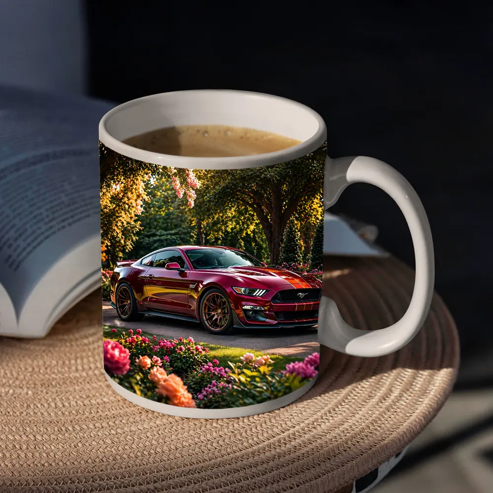 Ford Mustang GT500 Garden Flowers Sunset – Mugs