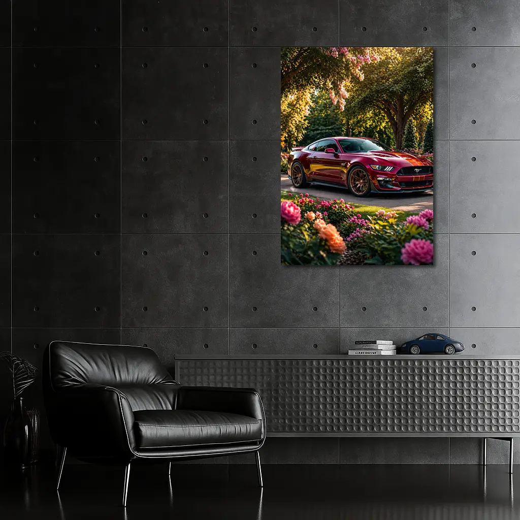 Ford Mustang GT500 Garden Flowers Sunset – Wall Art