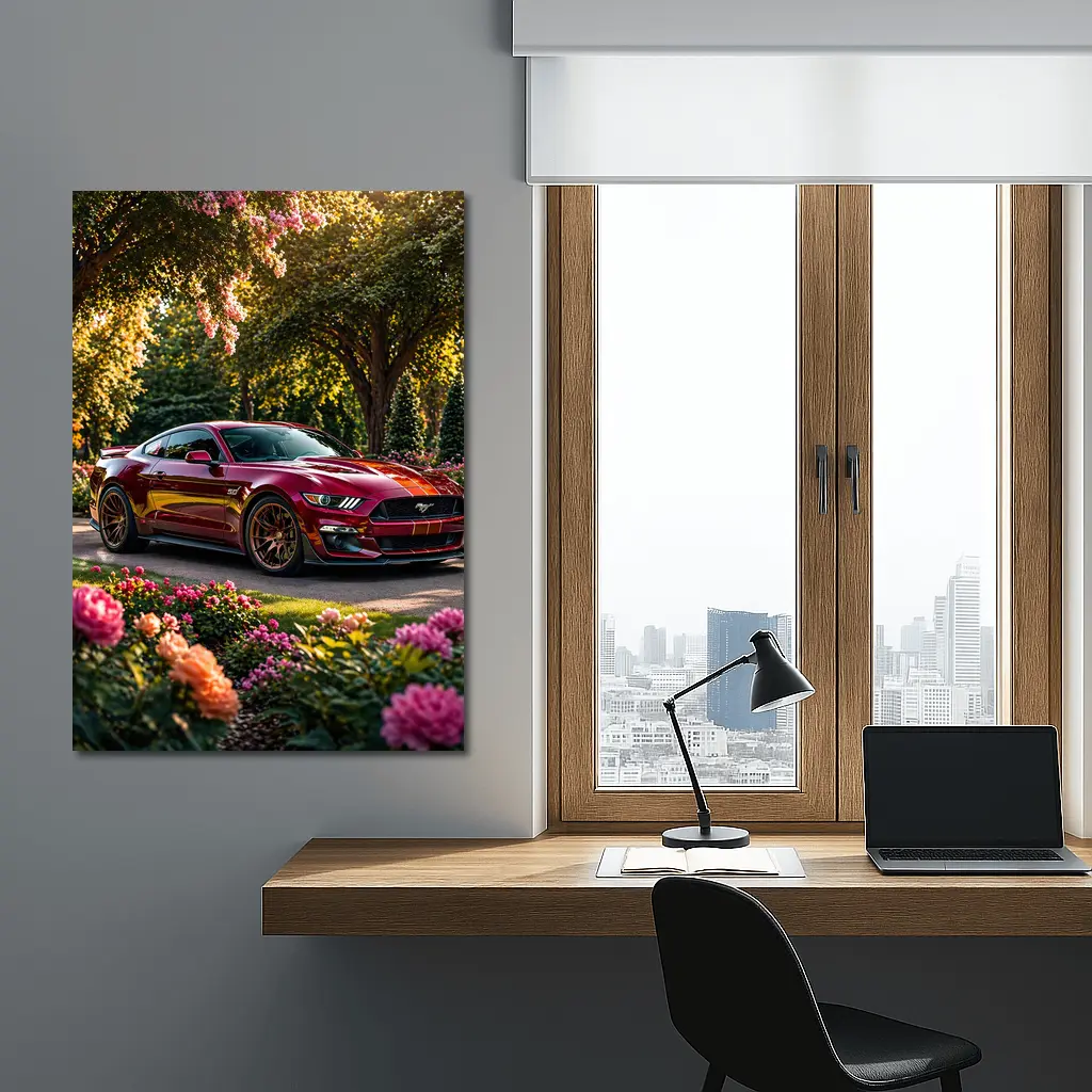 Ford Mustang GT500 Garden Flowers Sunset – Wall Art