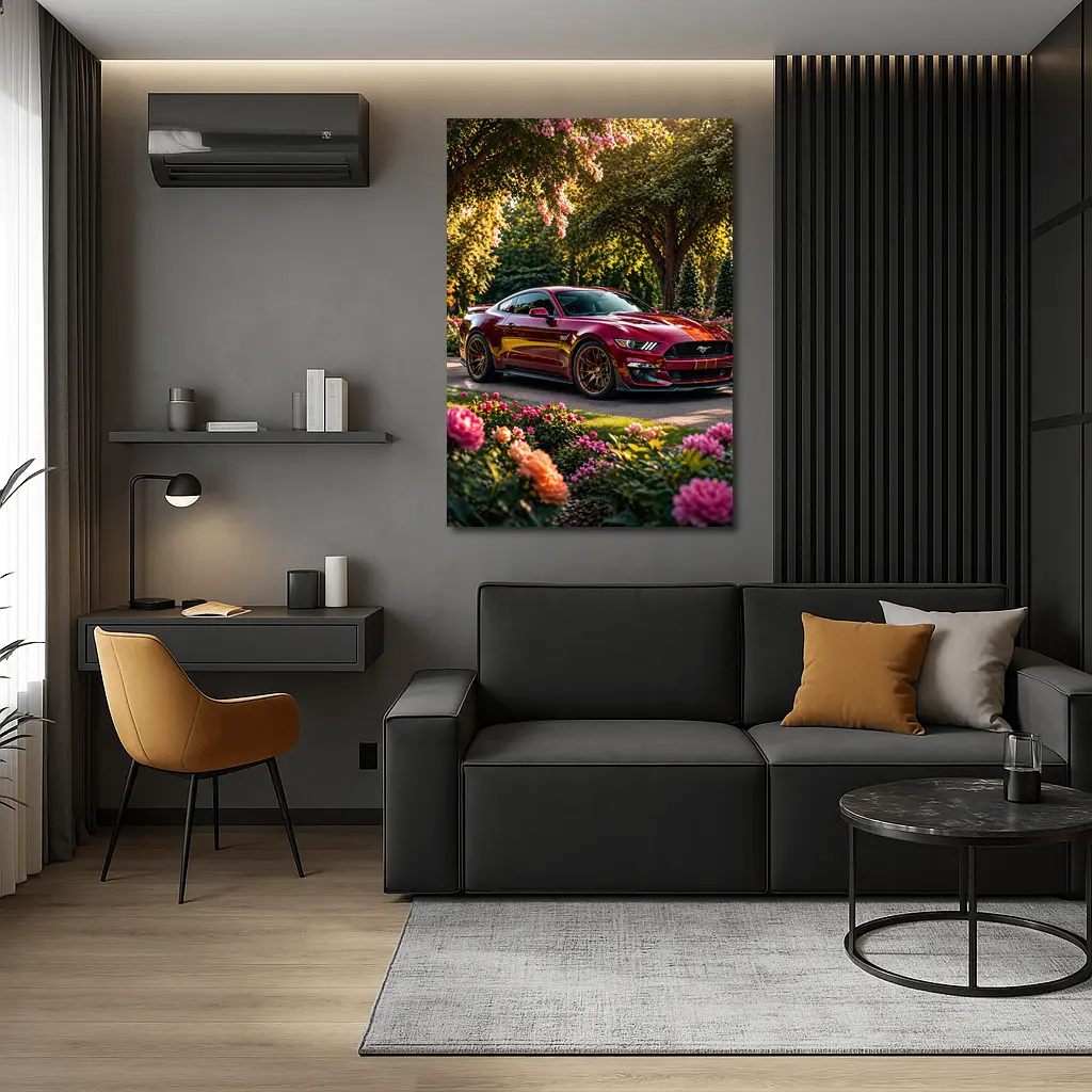 Ford Mustang GT500 Garden Flowers Sunset – Wall Art