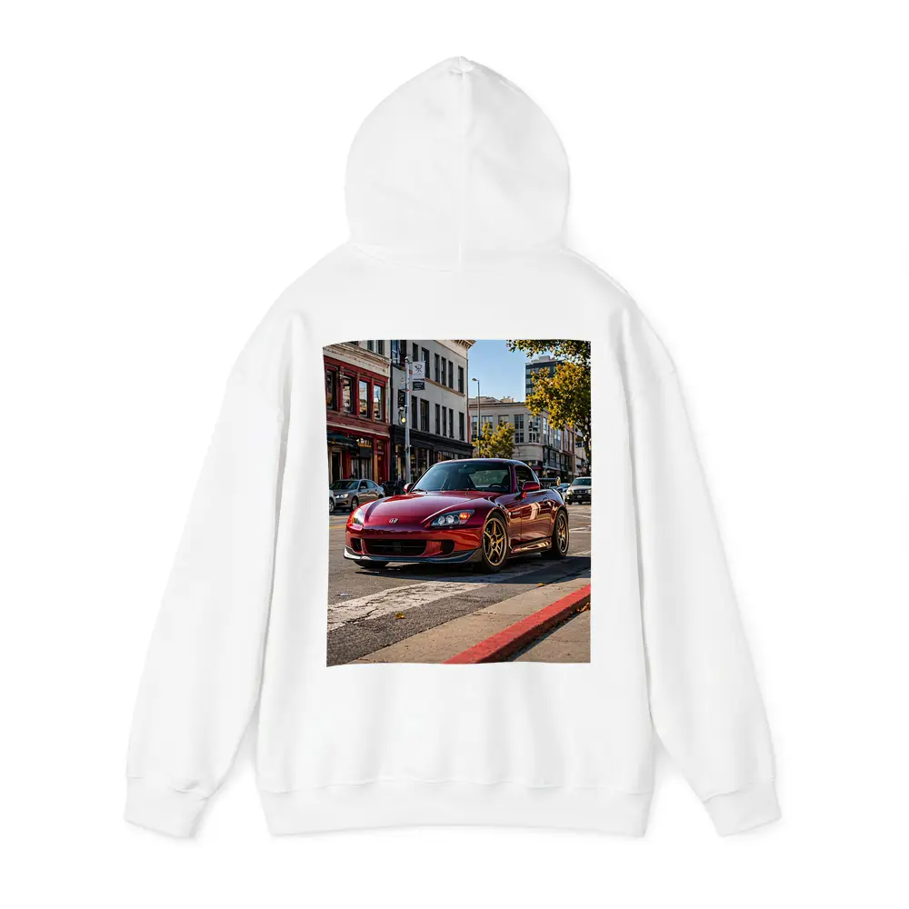 Honda S2000 Burgundy Downtown Street Scene – Hoodies
