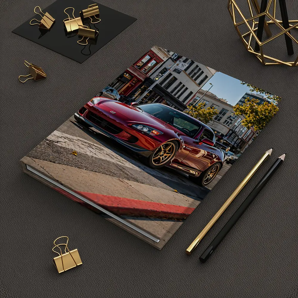 Honda S2000 Burgundy Downtown Street Scene – Notebooks