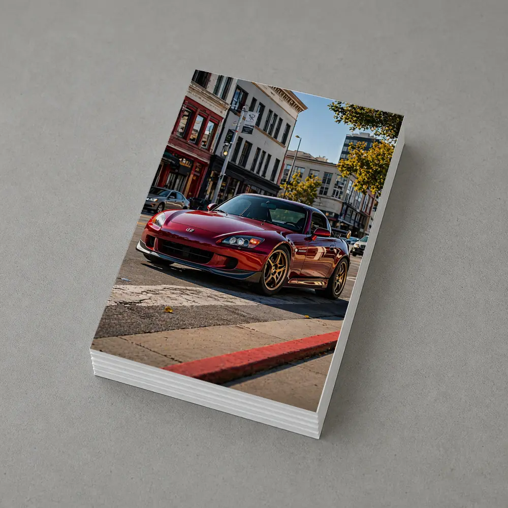 Honda S2000 Burgundy Downtown Street Scene – Postcards