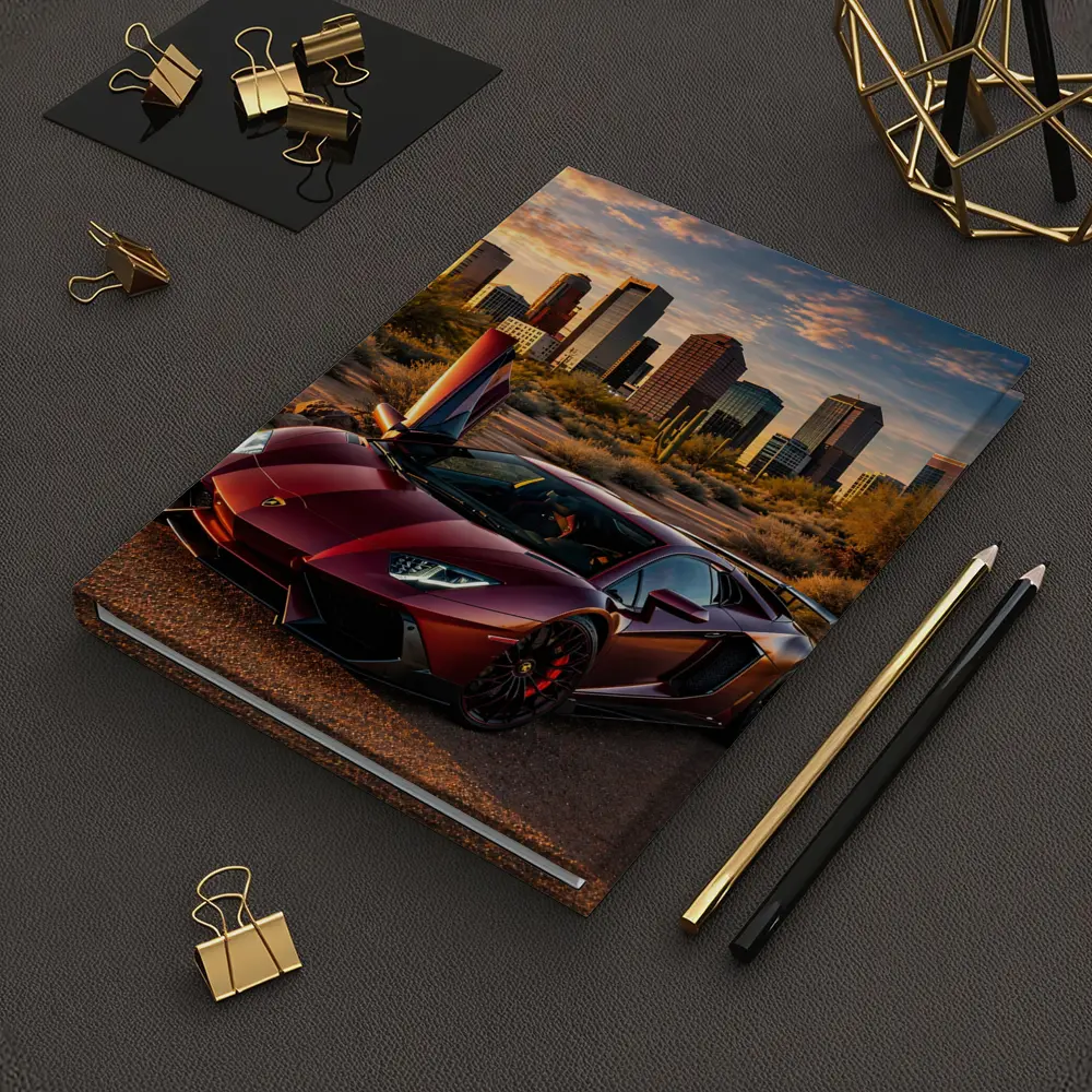 Lamborghini Aventador Burgundy Phoenix City Sunset – Notebooks