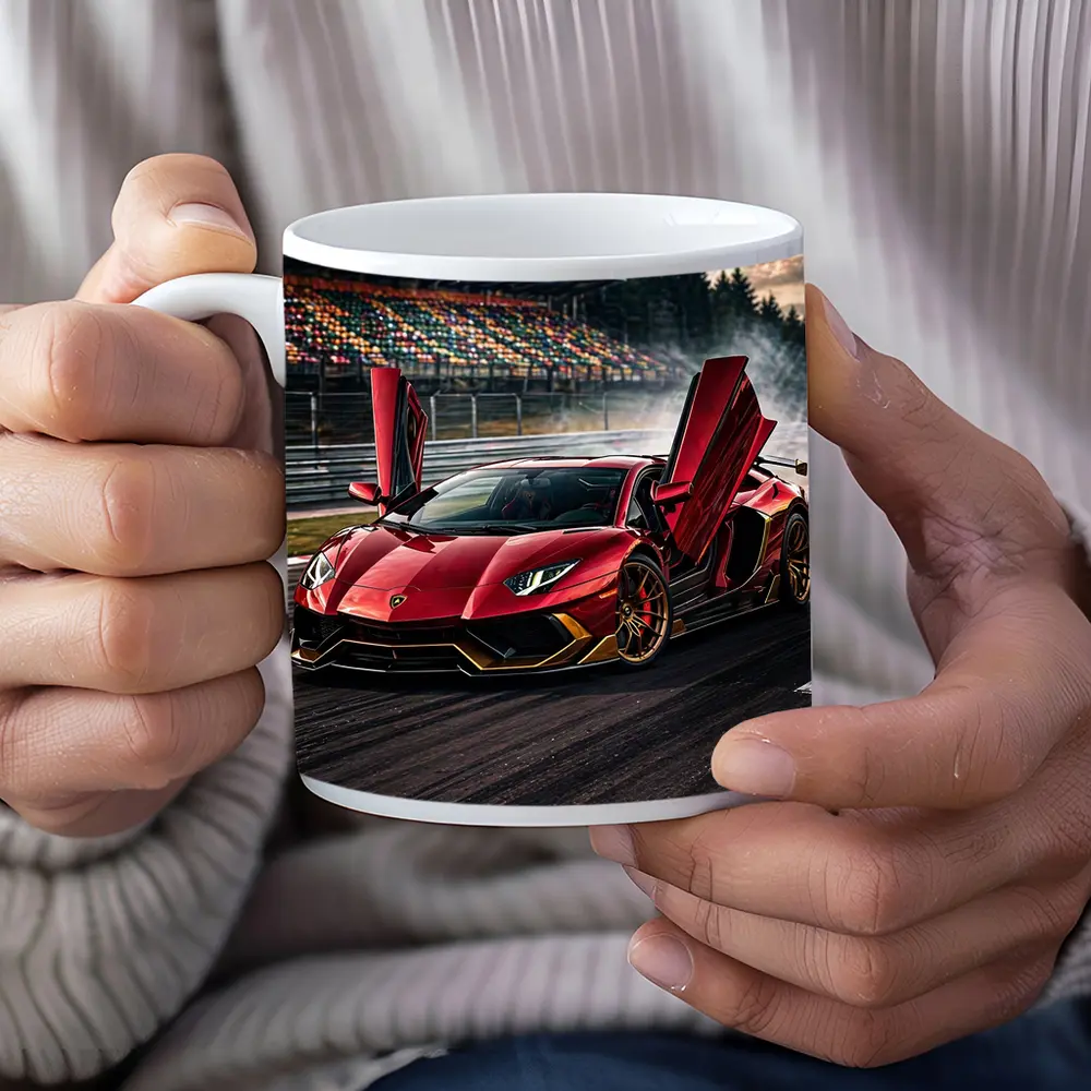 Red Lamborghini Aventador Drifting Race Track – Mugs