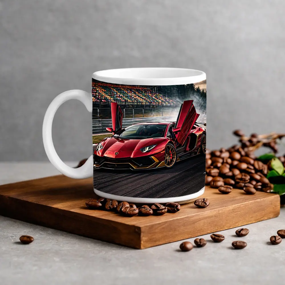 Red Lamborghini Aventador Drifting Race Track – Mugs