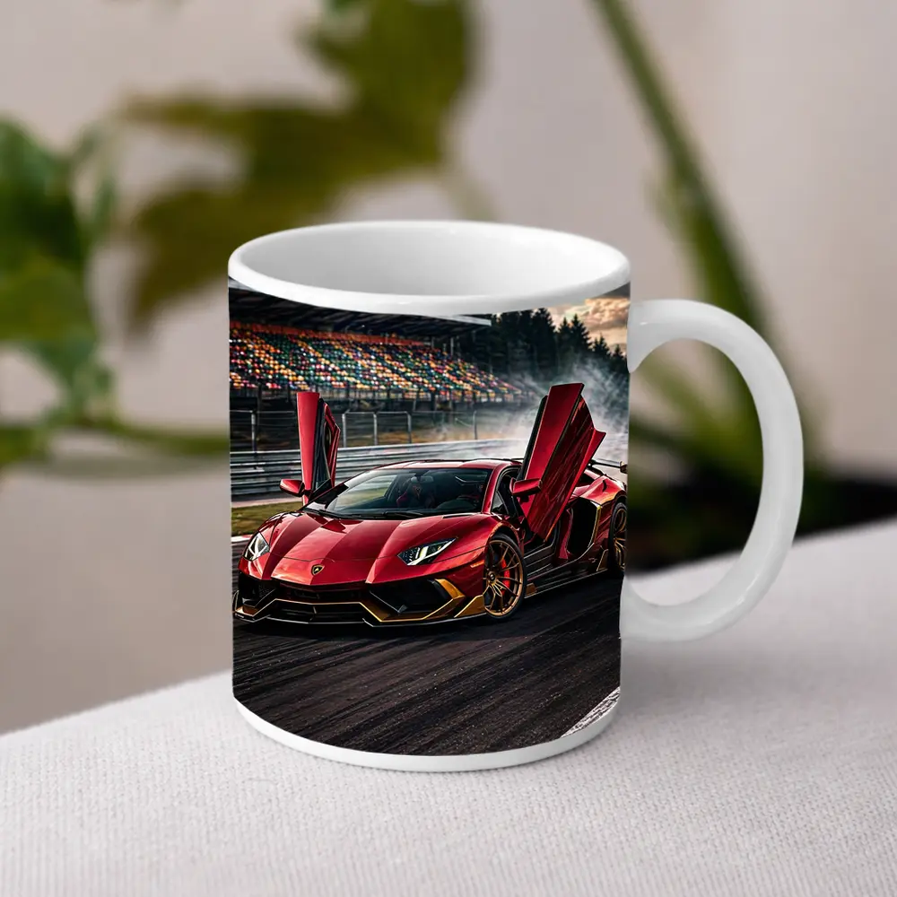 Red Lamborghini Aventador Drifting Race Track – Mugs