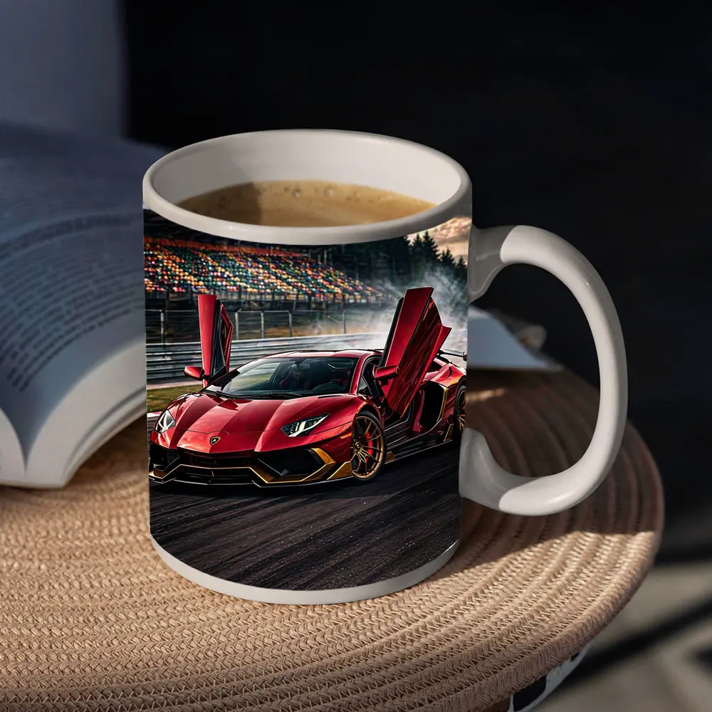 Red Lamborghini Aventador Drifting Race Track – Mugs