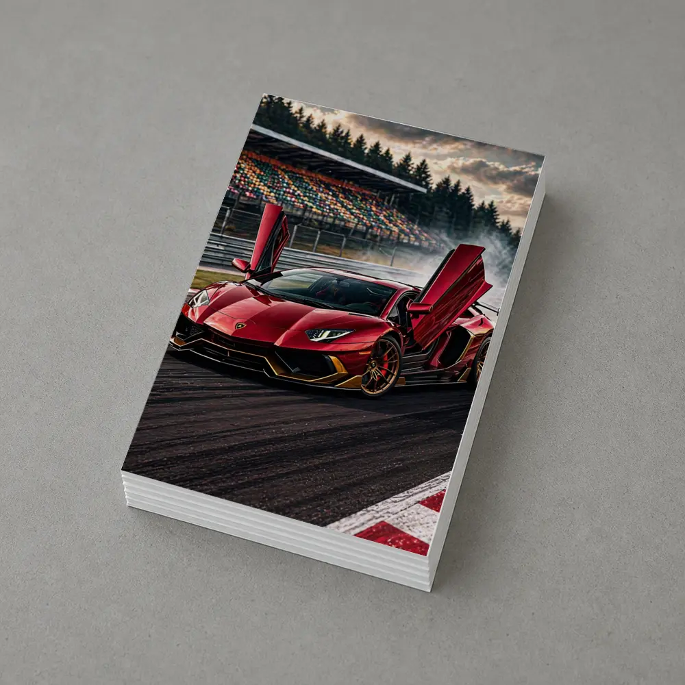 Red Lamborghini Aventador Drifting Race Track – Postcards