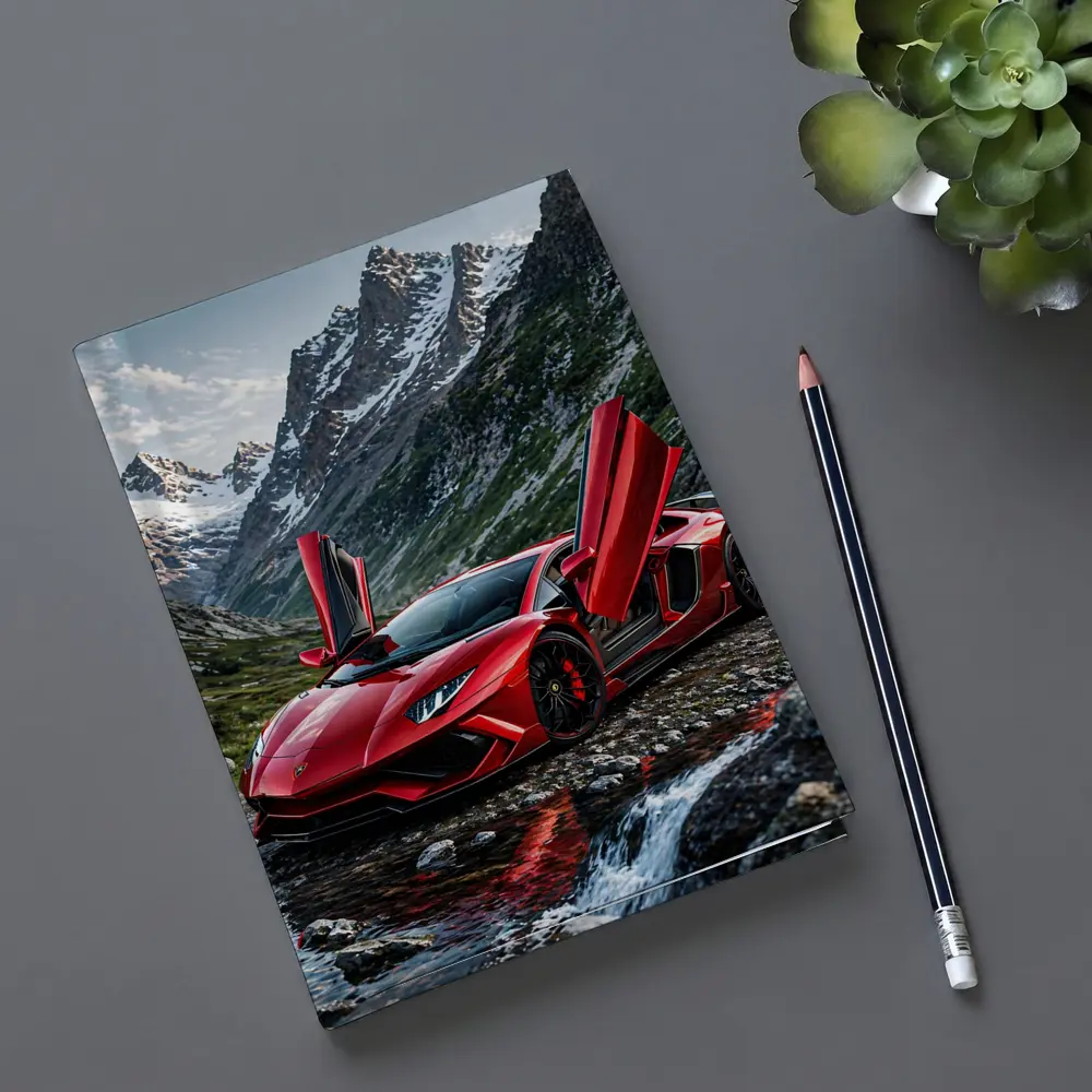 Red Lamborghini Aventador Mountain Alpine Setting – Notebooks