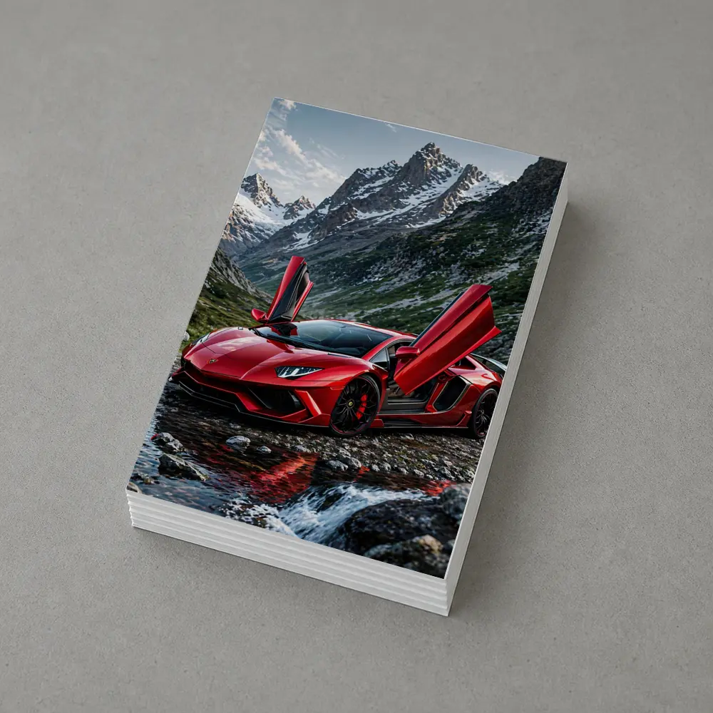 Red Lamborghini Aventador Mountain Alpine Setting – Postcards
