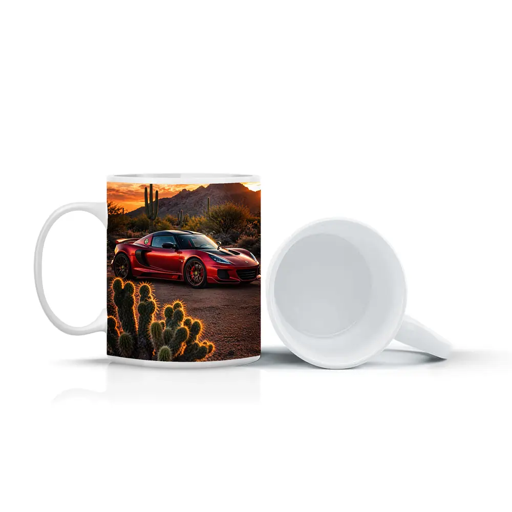 Lotus Exige Red Car Desert Sunset – Mugs