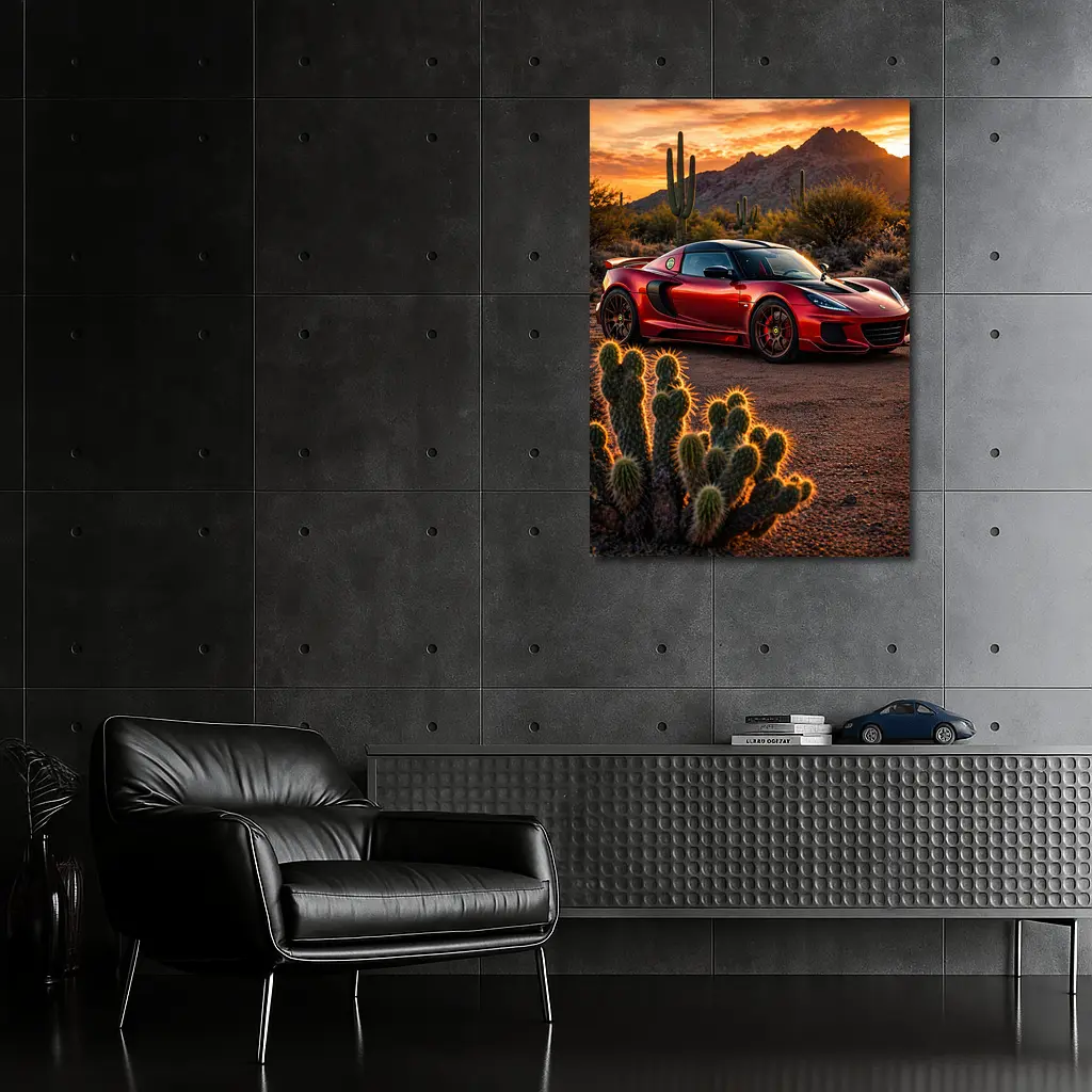Lotus Exige Red Car Desert Sunset – Wall Art