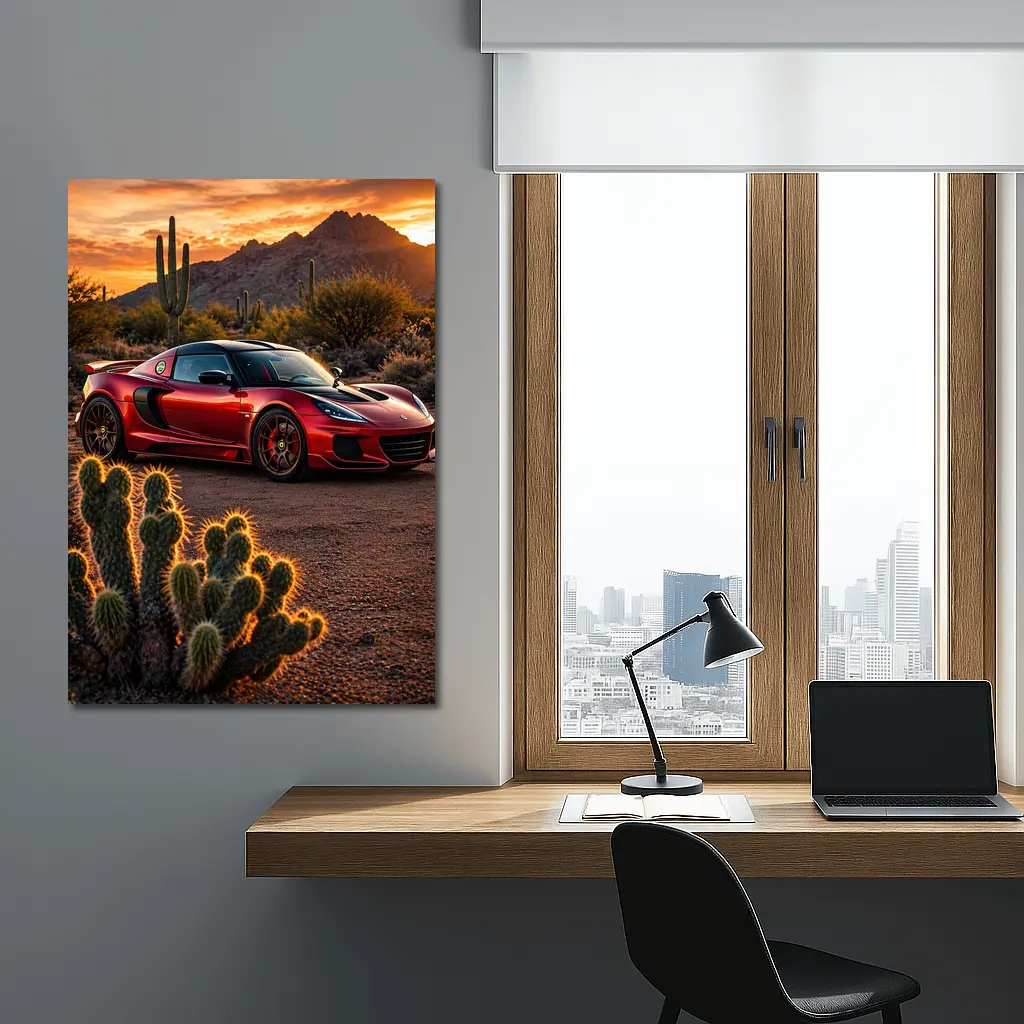 Lotus Exige Red Car Desert Sunset – Wall Art