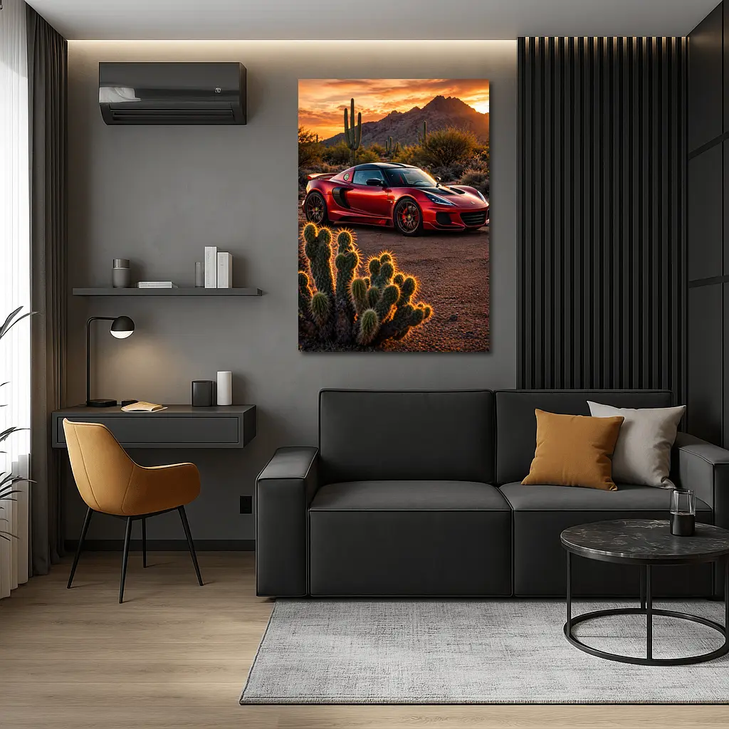 Lotus Exige Red Car Desert Sunset – Wall Art