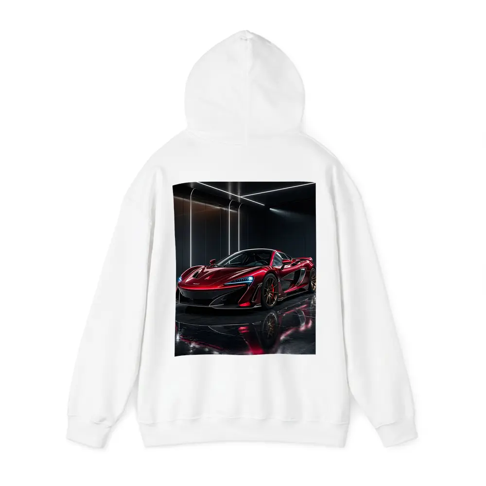 Red McLaren 600LT Dark Showroom Setting – Hoodies