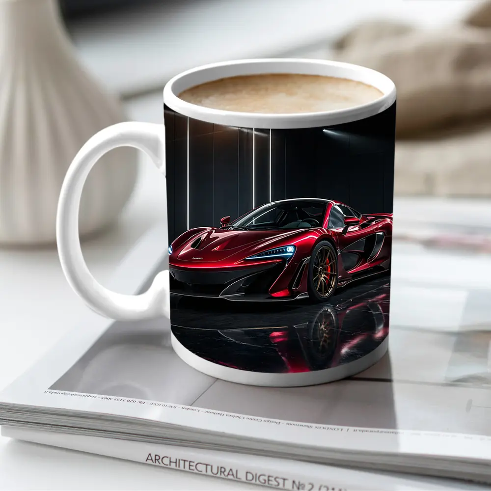 Red McLaren 600LT Dark Showroom Setting – Mugs