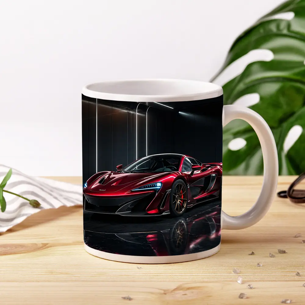 Red McLaren 600LT Dark Showroom Setting – Mugs