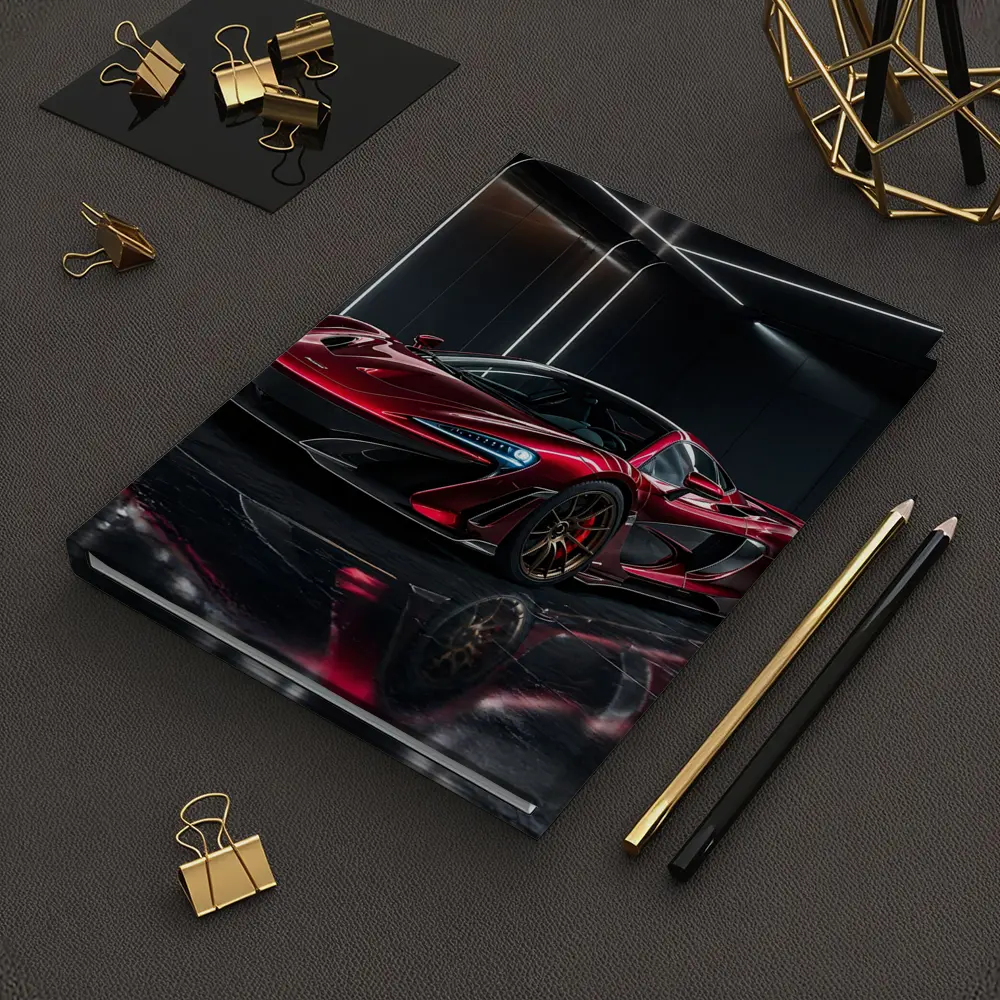 Red McLaren 600LT Dark Showroom Setting – Notebooks