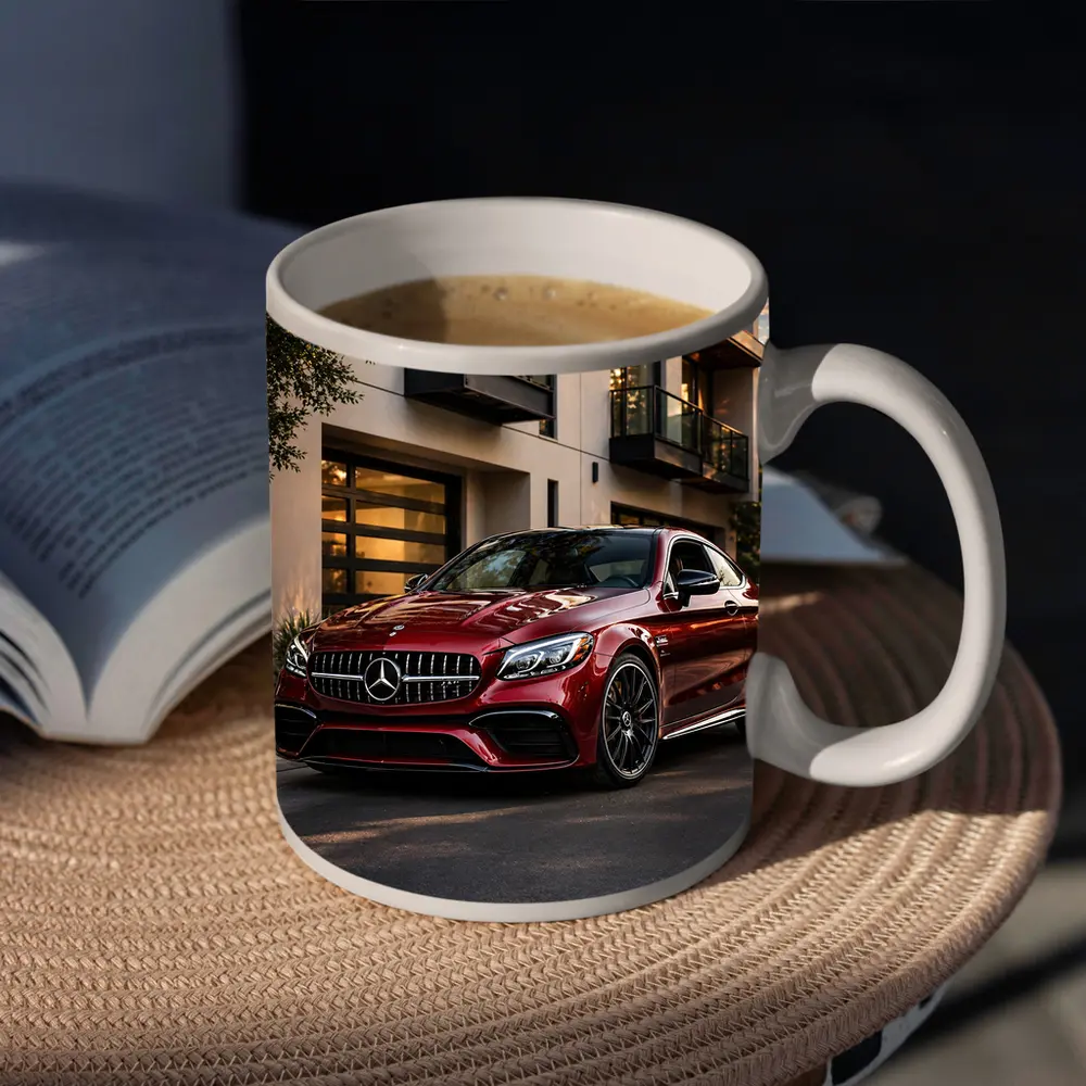 Mercedes AMG C63 Red Coupe Modern House – Mugs