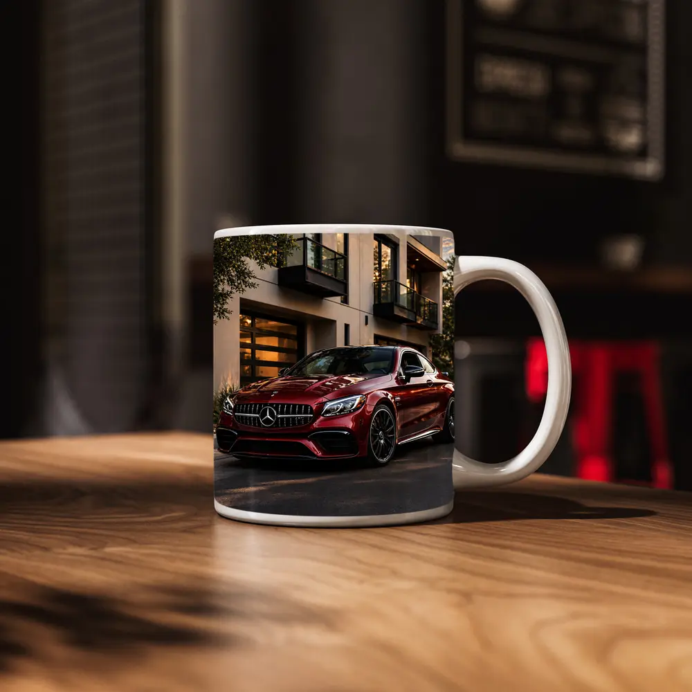 Mercedes AMG C63 Red Coupe Modern House – Mugs
