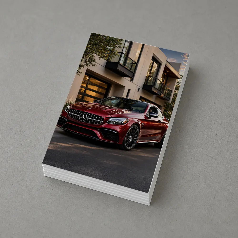 Mercedes AMG C63 Red Coupe Modern House – Postcards