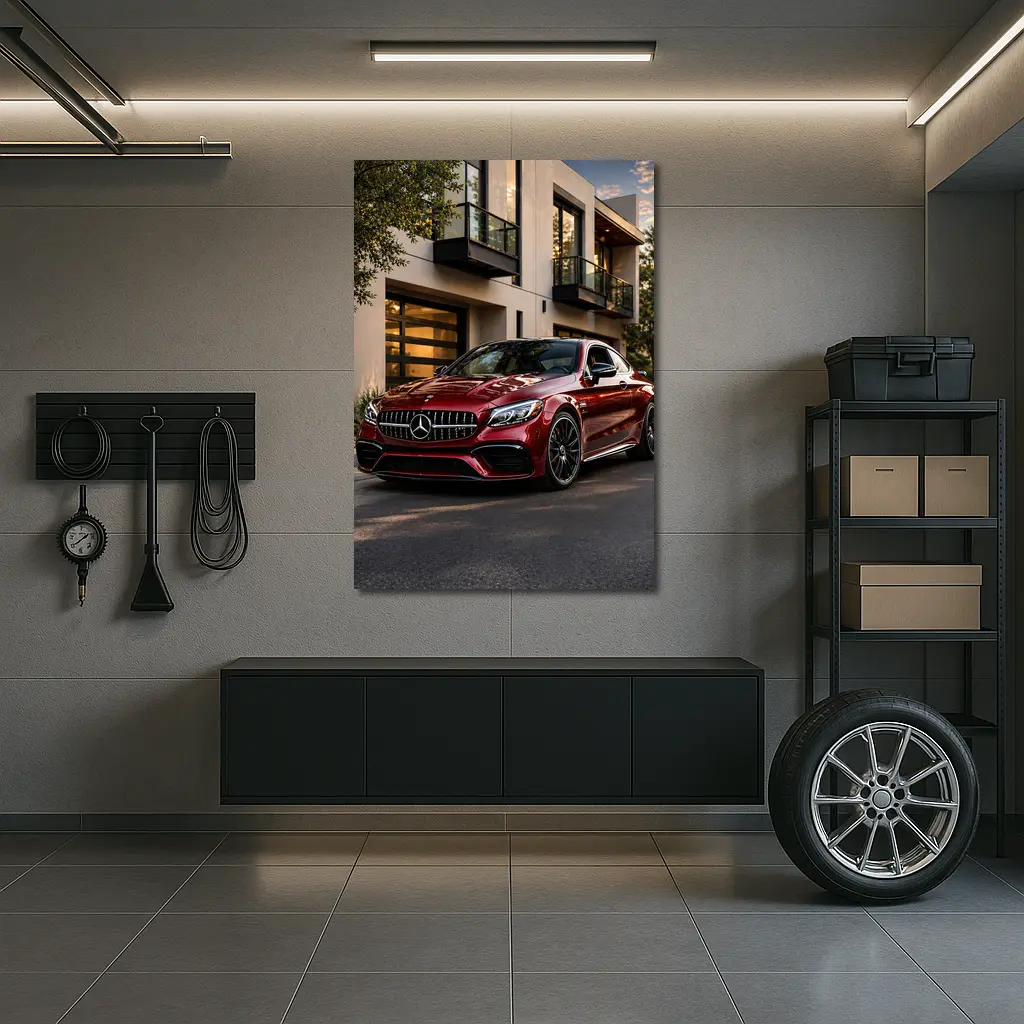 Mercedes AMG C63 Red Coupe Modern House – Wall Art