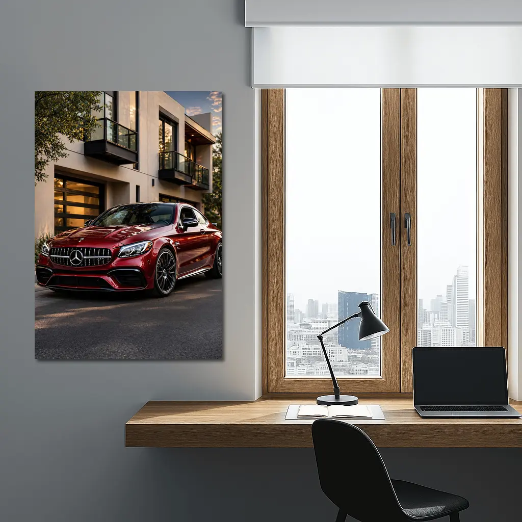 Mercedes AMG C63 Red Coupe Modern House – Wall Art